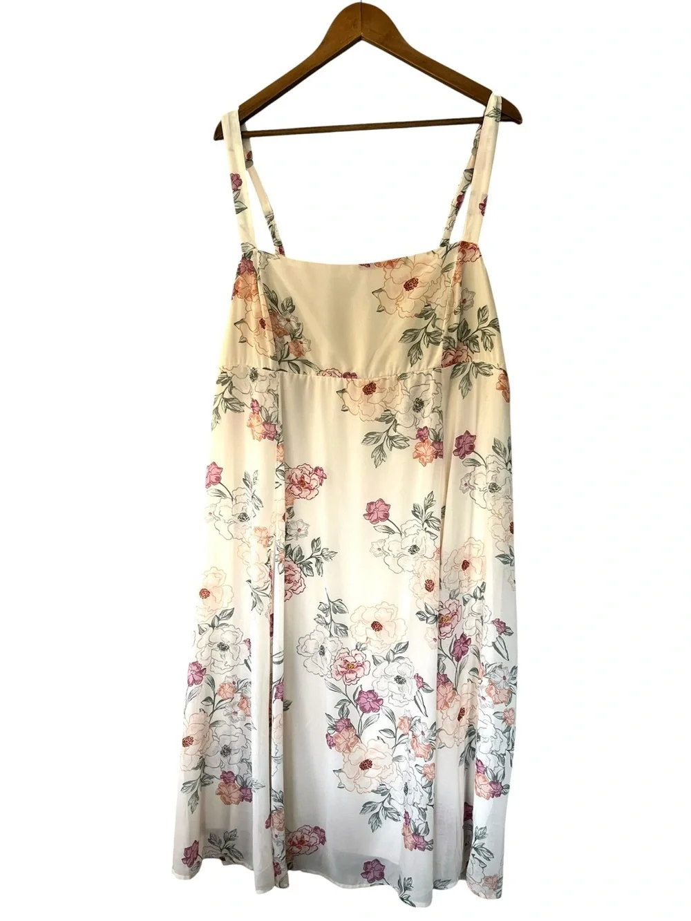 Torrid Floral Romantic Midi Chiffon Empire Waist Dress 3 3X 22/24 - Picture 2 of 7